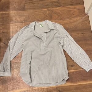 J. Crew Black and White Striped Women's Button Down Shirt